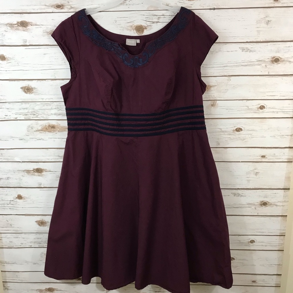 eShatki Dress Purple Fit Flare Embroidered 3X 26W